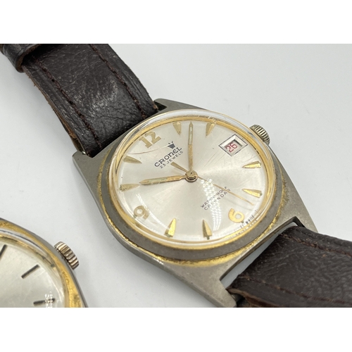 2106C - Two mid 20th century mechanical men's wristwatches, one Cronel and one Chancellor