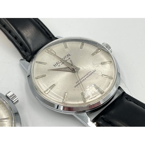 2106H - Two mid 20th century mechanical men's wristwatches, one Halcyon and one Verity