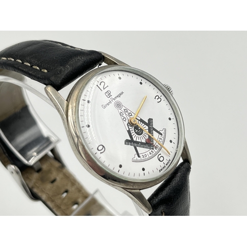 2107 - A boxed Girard Perregaux mechanical men's wristwatch with A. Schild cal. 1002/984 movement and Mason... 