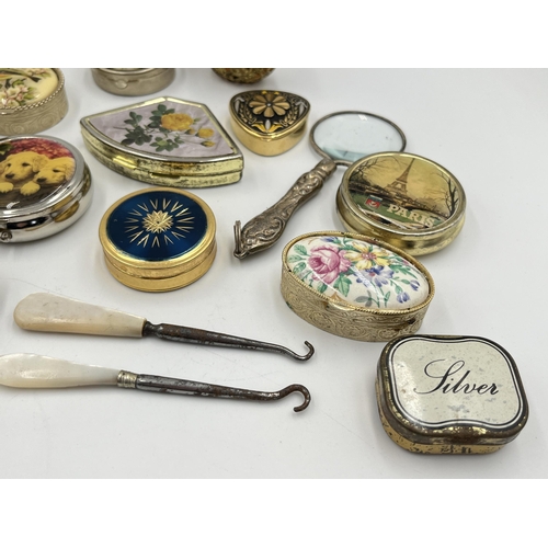 2109 - A collection of early 20th century and later lady's items to include white metal magnifying glass, w... 