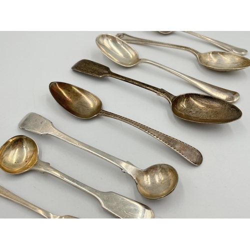 2123 - Seven pieces of George III and later hallmarked sterling silver cutlery together with one silver pla... 