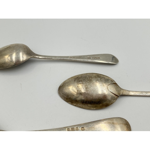 2123 - Seven pieces of George III and later hallmarked sterling silver cutlery together with one silver pla... 