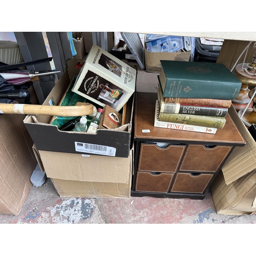 1031 - Five boxes containing Allibert top hat shaped bin, Lakeland Limited stair basket, pre 20th century R... 