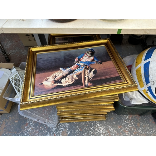 1036 - A very large collection of speedway related items to include gilt framed pictures, helmet, magazines... 