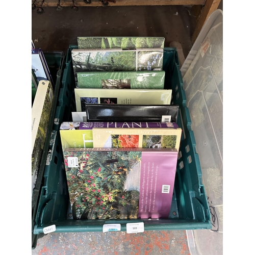 988 - Three boxes containing a collection of gardening related books