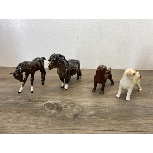 337 - Thirteen ceramic and resin animal figurines to include Beswick Horse, Beswick Donkey, Sherratt & Sim... 