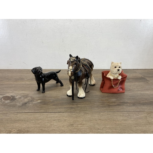 337 - Thirteen ceramic and resin animal figurines to include Beswick Horse, Beswick Donkey, Sherratt & Sim... 