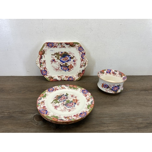 347 - A collection of Cauldon Bentick pattern china to include six teacups, six side plates etc.