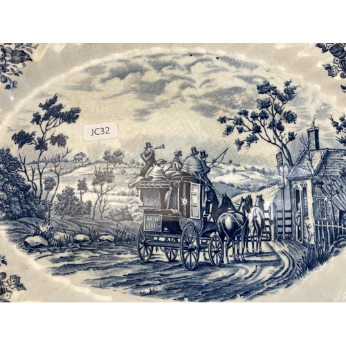 348 - Six Johnson Brothers Coaching Scenes The Gate Keeper ironstone meat plates - approx. 39cm x 31cm