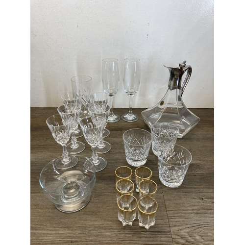 352 - A collection of ceramics and glassware to include eight Roy Kirkham character jugs, boxed pair of St... 