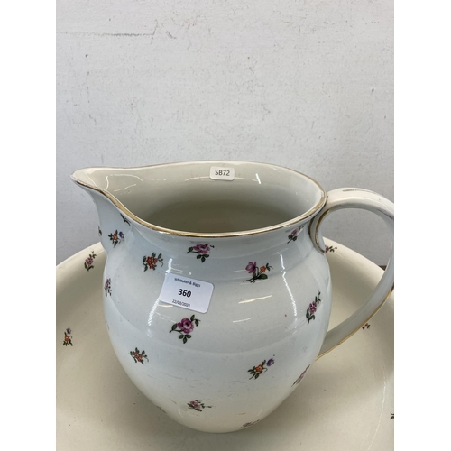 360 - A Victorian style ceramic water jug and bowl - bowl approx. 41cm diameter