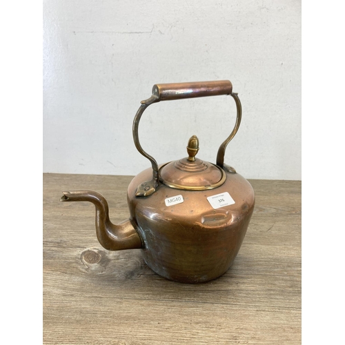 376 - A 19th century William Soutter & Sons copper kettle with brass acorn finial - approx. 30cm high