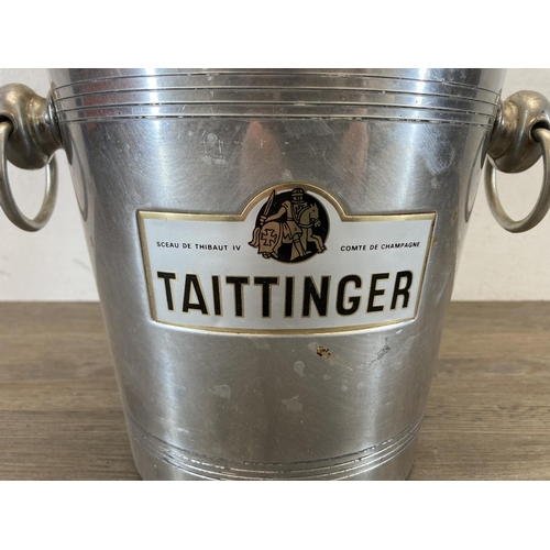 380 - A French Taittinger aluminium advertising champagne bucket - approx. 20cm high x 19cm diameter