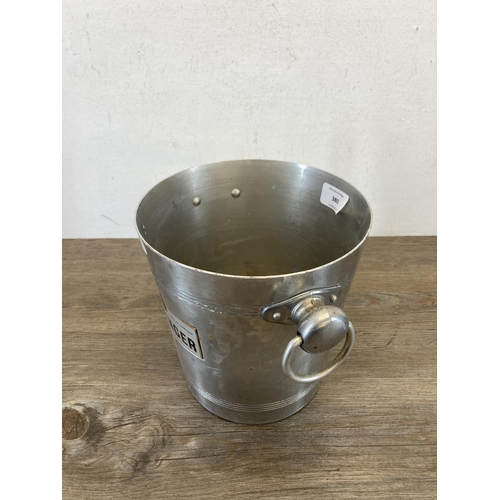 380 - A French Taittinger aluminium advertising champagne bucket - approx. 20cm high x 19cm diameter