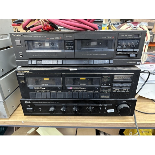 649 - Three items of vintage hi-fi, one Technics RS-T22 Dolby B/C twin cassette deck, one Marantz SD275 Do... 