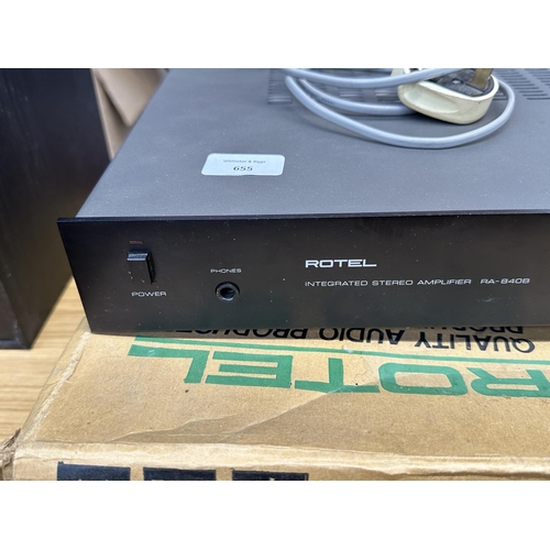 655 - A boxed Rotel RA-840B integrated stereo hi-fi amplifier