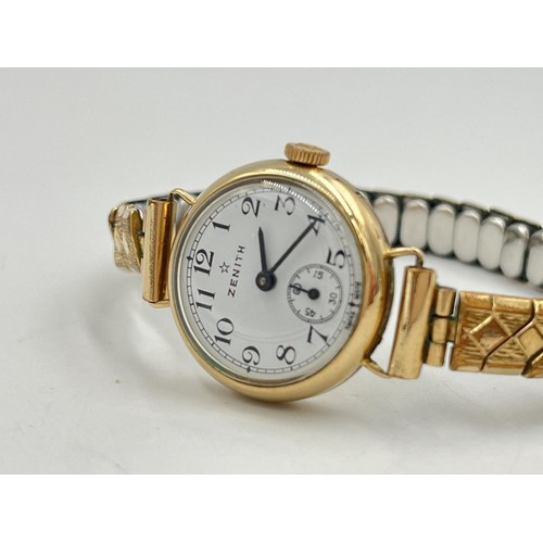 2106D - A mid 20th century hallmarked 9ct gold Zenith mechanical lady's wristwatch