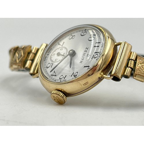 2106D - A mid 20th century hallmarked 9ct gold Zenith mechanical lady's wristwatch