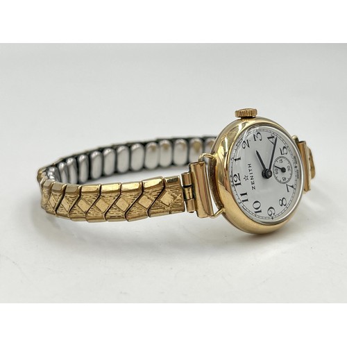 2106D - A mid 20th century hallmarked 9ct gold Zenith mechanical lady's wristwatch