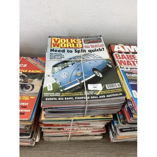 430 - A collection of automobilia magazines to include Volks World, Classic Bike, Amiga etc.