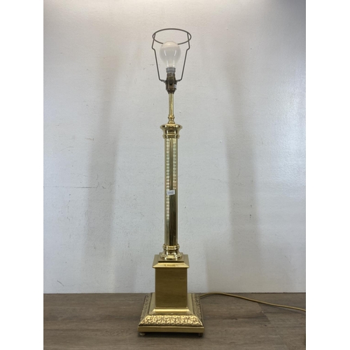 451 - Three brass Corinthian column table lamps - largest approx. 70cm high