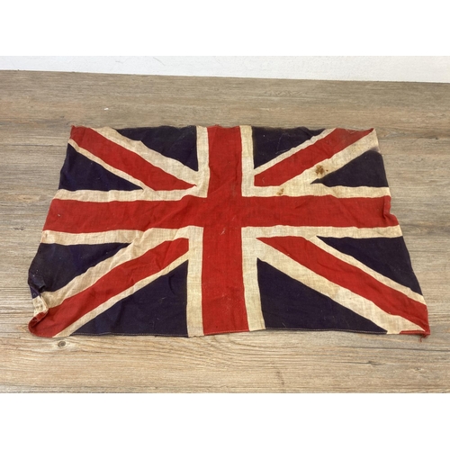 460 - Three items, one Union Jack flag - approx. 40cm high x 55cm wide, one Joseph Lucas Ltd. Birmingham c... 