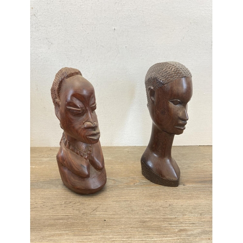 543 - Five African carved hardwood bookends