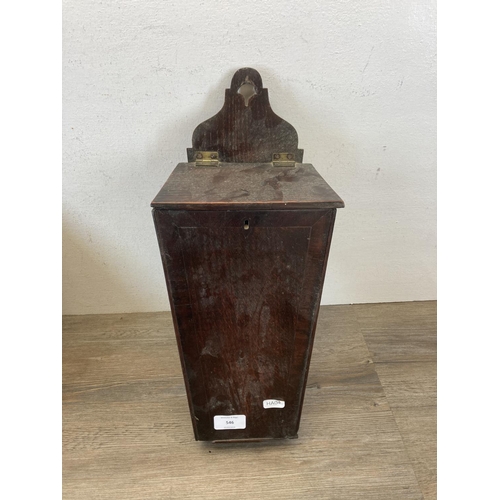 546 - Two items, one George III oak and mahogany crossbanded candle box - approx. 44cm high and one mid 20... 