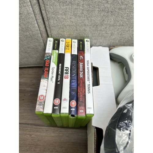 827 - A Microsoft Xbox 360 console with games and accessories