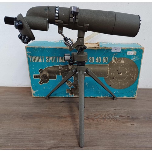 567 - A boxed Philo SS-3 20-30-40-40 x 60mm turret spotting scope - made in Japan