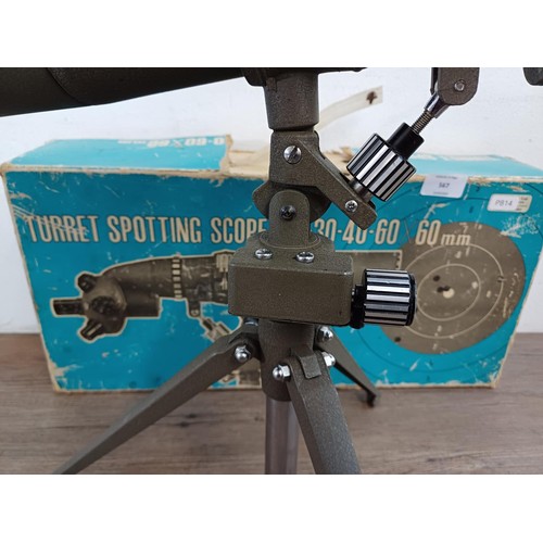 567 - A boxed Philo SS-3 20-30-40-40 x 60mm turret spotting scope - made in Japan