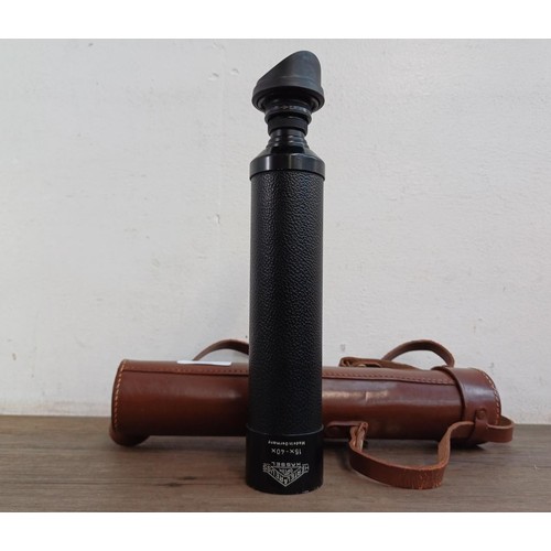 568 - A cased Hertel & Reuss Optik 15x-40x telescope