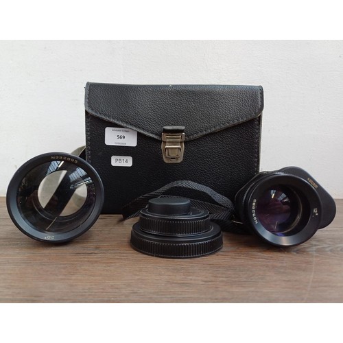 569 - A cased 1980s ZOMZ (Zagorskiy Optiko-Mekhanicheskiy Zavod) two lens 12х40/20х60 high magnification p... 