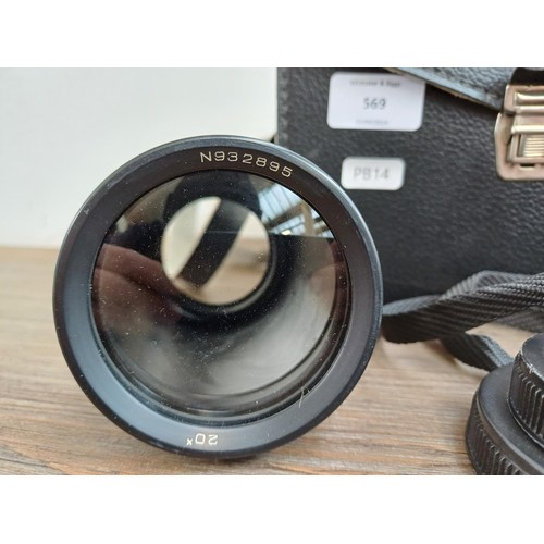 569 - A cased 1980s ZOMZ (Zagorskiy Optiko-Mekhanicheskiy Zavod) two lens 12х40/20х60 high magnification p... 