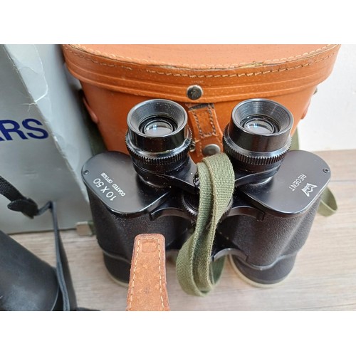 576 - Six optical instruments to include Panorama 10 x 50 monocular, Mark Scheffel 20 x 50 binoculars, Reg... 