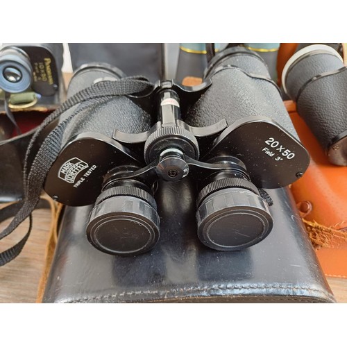 576 - Six optical instruments to include Panorama 10 x 50 monocular, Mark Scheffel 20 x 50 binoculars, Reg... 