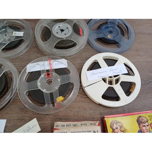 579 - A collection of adult and X-Cert 8mm cine film reels to include Soho Striptease, Wild Harvest, Dawn ... 