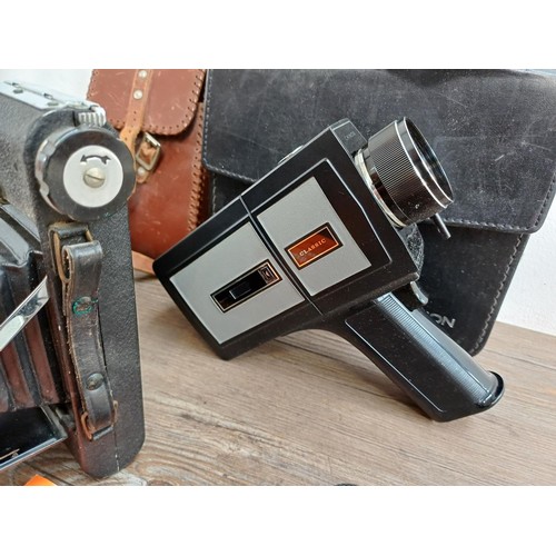 582 - A collection of cameras and cine equipment to include cased 1970s KMZ Zorki 4K 35mm rangefinder came... 