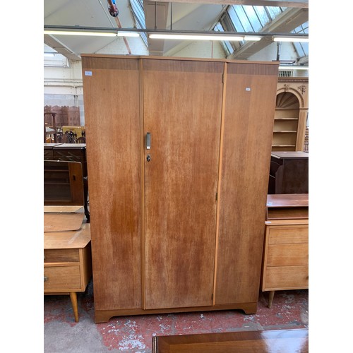 178 - A mid 20th century oak single wardrobe - approx. 179cm high x 118cm wide x 46cm deep