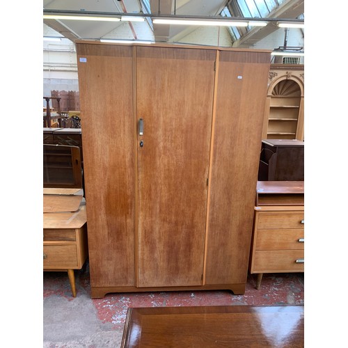 178 - A mid 20th century oak single wardrobe - approx. 179cm high x 118cm wide x 46cm deep