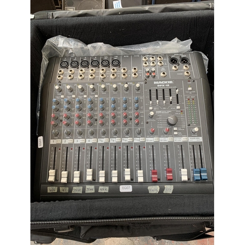 693 - Two items of PA equipment, one Gator cased Mackie DFX12 twelve channel integrated live sound mixer w... 