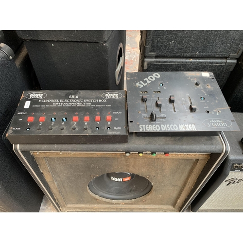 704 - Four items, one vintage valve guitar amplifier fitted with JBL GT4-12 speaker, one MJD Logik 4000S l... 