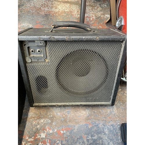 719 - Four wedge monitor speakers to include Carlsbro EM12, Kinetics K100M etc.