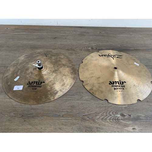 729 - Two sets of hi-hat cymbals to include 14