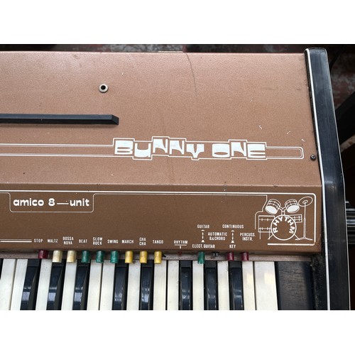 684 - A late 1970s Armon Bunny One portable electric organ with stand