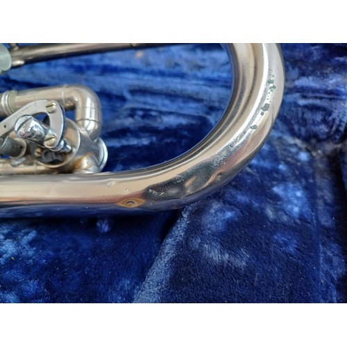 665 - A cased F.E. Olds & Son Duratone valve-rotor mellophone with mouthpiece