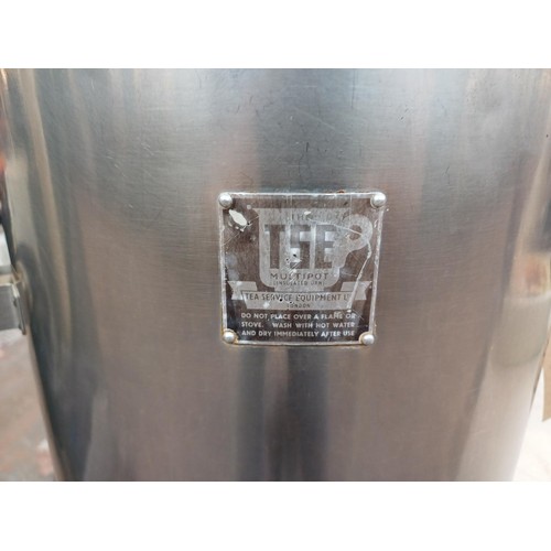 742 - Four stainless steel items, one The Tea Service Equipment Ltd. multipot insulated tea urn and three ... 