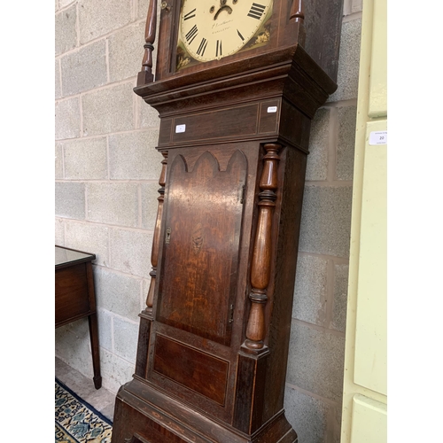 7 - A George III P. Leadbeater of Congleton inlaid mahogany and oak cased grandfather clock with hand pa... 