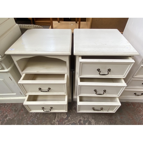 74 - Two modern white painted bedside cabinets, one two drawer and one three drawer