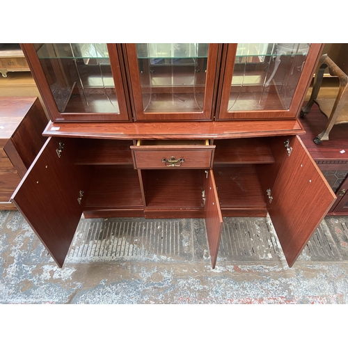 160 - A late 20th century mahogany effect display cabinet - approx. 187cm high x 125cm wide x 38cm deep